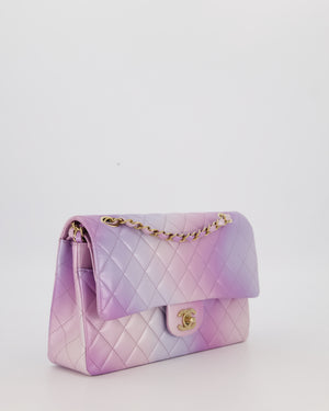 *RARE* Chanel Purple & Pink Ombre Quilted Medium Double Flap Bag in Lambskin with Champagne Gold Hardware