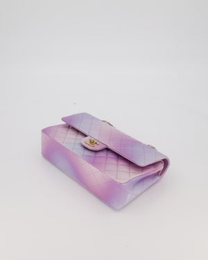 *RARE* Chanel Purple & Pink Ombre Quilted Medium Double Flap Bag in Lambskin with Champagne Gold Hardware