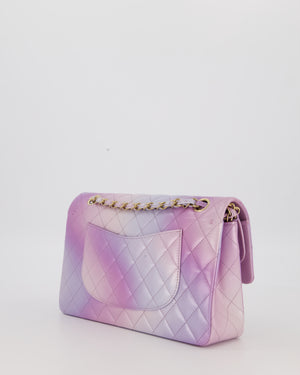 *RARE* Chanel Purple & Pink Ombre Quilted Medium Double Flap Bag in Lambskin with Champagne Gold Hardware