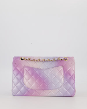 *RARE* Chanel Purple & Pink Ombre Quilted Medium Double Flap Bag in Lambskin with Champagne Gold Hardware