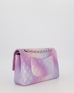 *RARE* Chanel Purple & Pink Ombre Quilted Medium Double Flap Bag in Lambskin with Champagne Gold Hardware