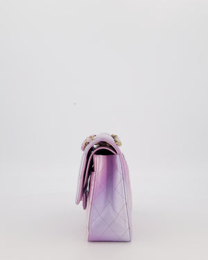 *RARE* Chanel Purple & Pink Ombre Quilted Medium Double Flap Bag in Lambskin with Champagne Gold Hardware