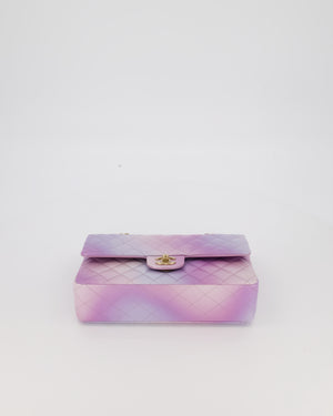 *RARE* Chanel Purple & Pink Ombre Quilted Medium Double Flap Bag in Lambskin with Champagne Gold Hardware