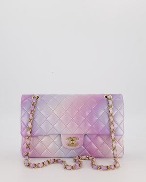 *RARE* Chanel Purple & Pink Ombre Quilted Medium Double Flap Bag in Lambskin with Champagne Gold Hardware