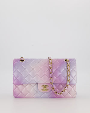 *RARE* Chanel Purple & Pink Ombre Quilted Medium Double Flap Bag in Lambskin with Champagne Gold Hardware