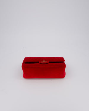 Chanel Red Velvet Reissue 2.55 Quilted Medium Double Flap Bag with Gold Hardware