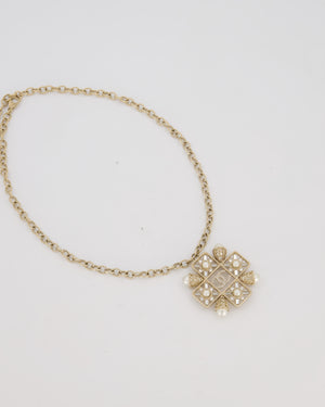 Chanel Byzantine Gold Necklace with CC, Pearls and Crystal Details