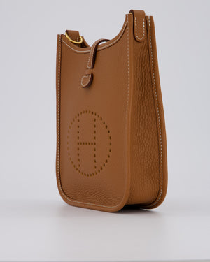 Hermès Mini Evelyne 16 Bag in Gold Clemence Leather with Gold Hardware
