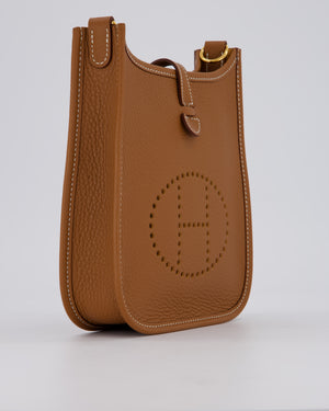 Hermès Mini Evelyne 16 Bag in Gold Clemence Leather with Gold Hardware