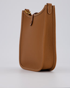 Hermès Mini Evelyne 16 Bag in Gold Clemence Leather with Gold Hardware