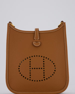 Hermès Mini Evelyne 16 Bag in Gold Clemence Leather with Gold Hardware