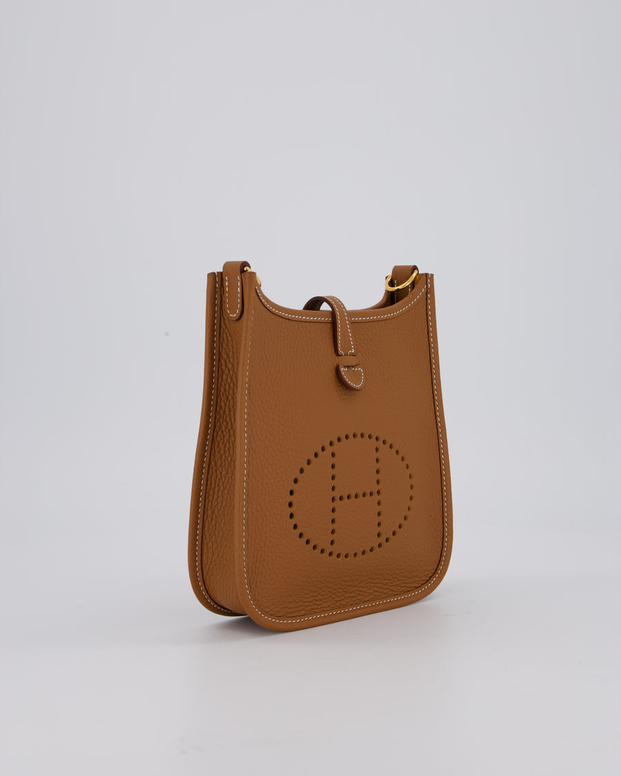 Hermès Mini Evelyne 16 Bag in Gold Clemence Leather with Gold Hardware