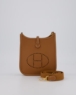 Hermès Mini Evelyne 16 Bag in Gold Clemence Leather with Gold Hardware