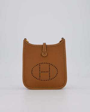 Hermès Mini Evelyne 16 Bag in Gold Clemence Leather with Gold Hardware