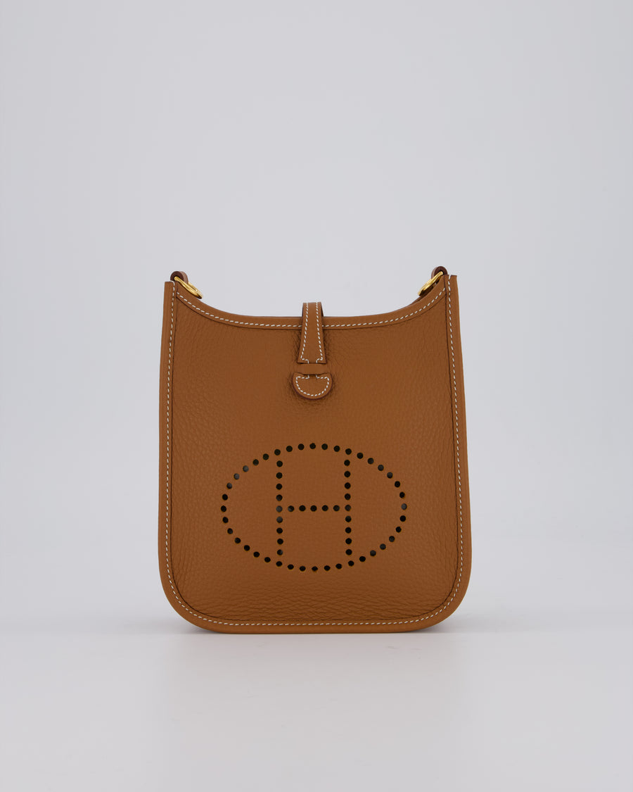 Hermès Mini Evelyne 16 Bag in Gold Clemence Leather with Gold Hardware