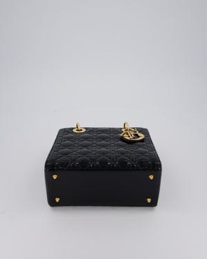 Christian Dior Medium Lady Dior Bag in Black Patent Leather With Gold Hardware