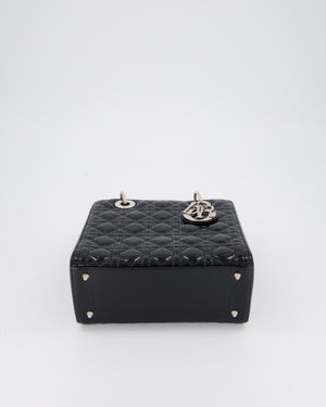 Christian Dior Medium Lady Dior Bag in Black Patent Leather With Silver Hardware