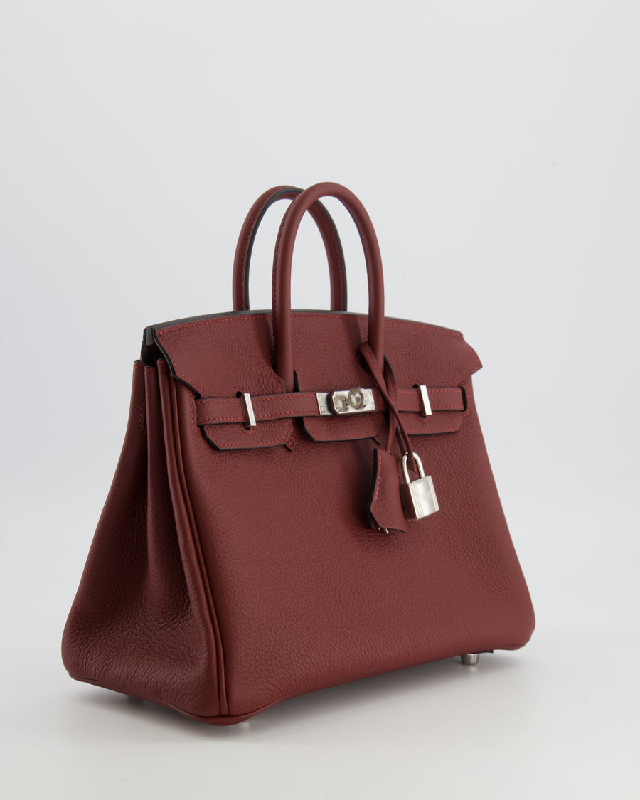 Hermès Birkin 25 Retourne Bag in Rouge H Togo Leather with Palladium Hardware
