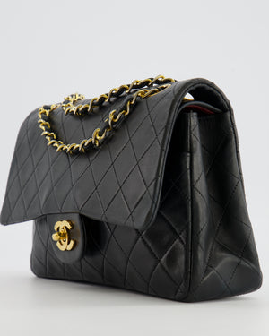 Chanel Vintage Medium Classic Double Flap Bag in Black Lambskin Leather with 24K Gold Hardware