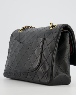 Chanel Vintage Medium Classic Double Flap Bag in Black Lambskin Leather with 24K Gold Hardware