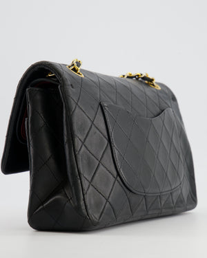 Chanel Vintage Medium Classic Double Flap Bag in Black Lambskin Leather with 24K Gold Hardware