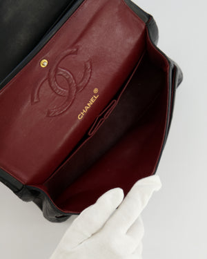 Chanel Vintage Medium Classic Double Flap Bag in Black Lambskin Leather with 24K Gold Hardware