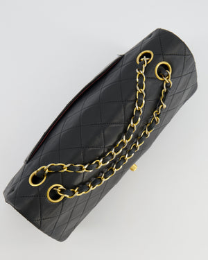 Chanel Vintage Medium Classic Double Flap Bag in Black Lambskin Leather with 24K Gold Hardware