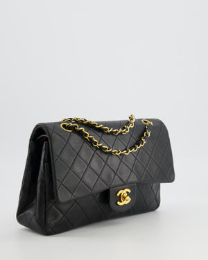 Chanel Vintage Medium Classic Double Flap Bag in Black Lambskin Leather with 24K Gold Hardware