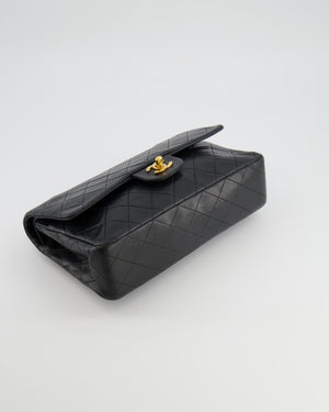 Chanel Vintage Medium Classic Double Flap Bag in Black Lambskin Leather with 24K Gold Hardware