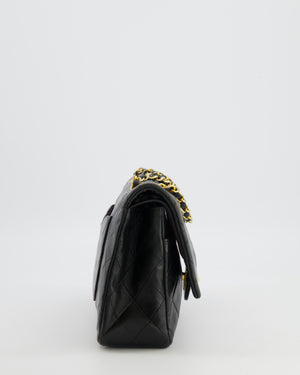 Chanel Vintage Medium Classic Double Flap Bag in Black Lambskin Leather with 24K Gold Hardware