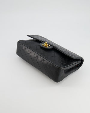 Chanel Vintage Medium Classic Double Flap Bag in Black Lambskin Leather with 24K Gold Hardware