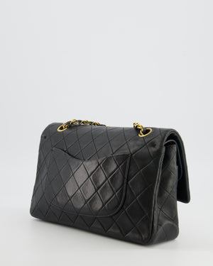 Chanel Vintage Medium Classic Double Flap Bag in Black Lambskin Leather with 24K Gold Hardware