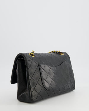 Chanel Vintage Medium Classic Double Flap Bag in Black Lambskin Leather with 24K Gold Hardware