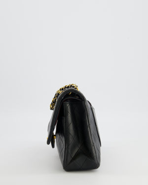Chanel Vintage Medium Classic Double Flap Bag in Black Lambskin Leather with 24K Gold Hardware