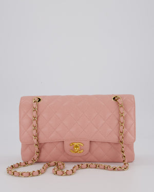Chanel Pink Vintage Medium Classic Double Flap Bag in Caviar Leather with 24K Gold Hardware