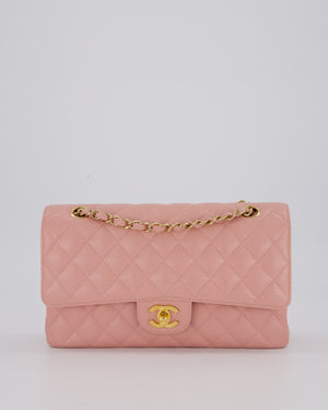 Chanel Pink Vintage Medium Classic Double Flap Bag in Caviar Leather with 24K Gold Hardware