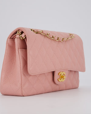 Chanel Pink Vintage Medium Classic Double Flap Bag in Caviar Leather with 24K Gold Hardware