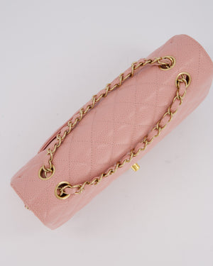 Chanel Pink Vintage Medium Classic Double Flap Bag in Caviar Leather with 24K Gold Hardware