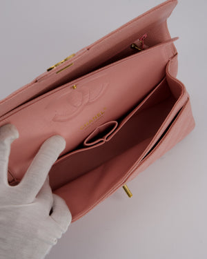 Chanel Pink Vintage Medium Classic Double Flap Bag in Caviar Leather with 24K Gold Hardware