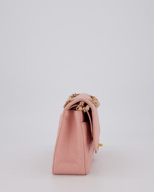 Chanel Pink Vintage Medium Classic Double Flap Bag in Caviar Leather with 24K Gold Hardware