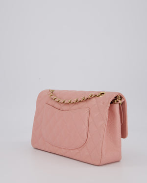 Chanel Pink Vintage Medium Classic Double Flap Bag in Caviar Leather with 24K Gold Hardware