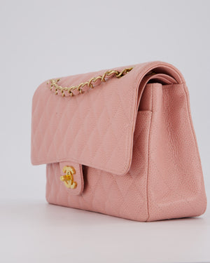 Chanel Pink Vintage Medium Classic Double Flap Bag in Caviar Leather with 24K Gold Hardware
