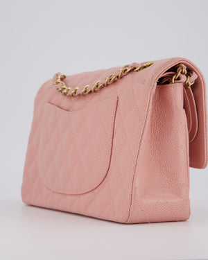Chanel Pink Vintage Medium Classic Double Flap Bag in Caviar Leather with 24K Gold Hardware