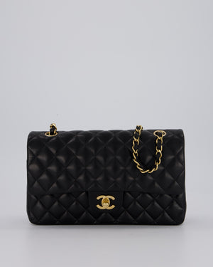 Chanel Black Vintage Medium Classic Double Flap Bag in Lambskin Leather with 24K Gold Hardware
