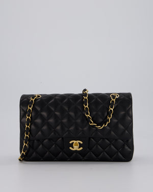 Chanel Black Vintage Medium Classic Double Flap Bag in Lambskin Leather with 24K Gold Hardware
