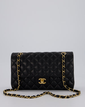 Chanel Black Vintage Medium Classic Double Flap Bag in Lambskin Leather with 24K Gold Hardware