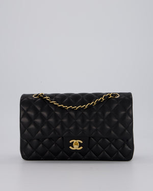 Chanel Black Vintage Medium Classic Double Flap Bag in Lambskin Leather with 24K Gold Hardware