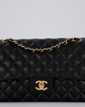 Chanel Black Vintage Medium Classic Double Flap Bag in Lambskin Leather with 24K Gold Hardware