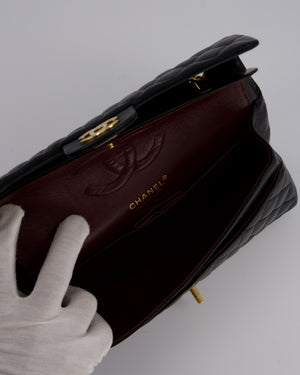 Chanel Black Vintage Medium Classic Double Flap Bag in Lambskin Leather with 24K Gold Hardware