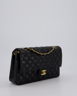Chanel Black Vintage Medium Classic Double Flap Bag in Lambskin Leather with 24K Gold Hardware